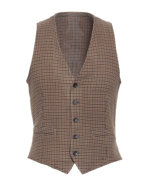 Lardini Brown Camel Tailored Vest Wool, Silk, Elastane for men