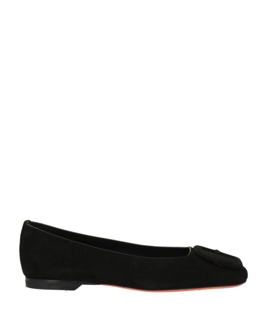 Santoni Black Ballet Flats Leather
