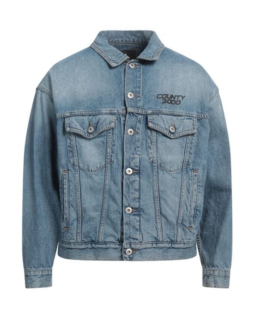 Marcelo Burlon Blue Denim Outerwear for men