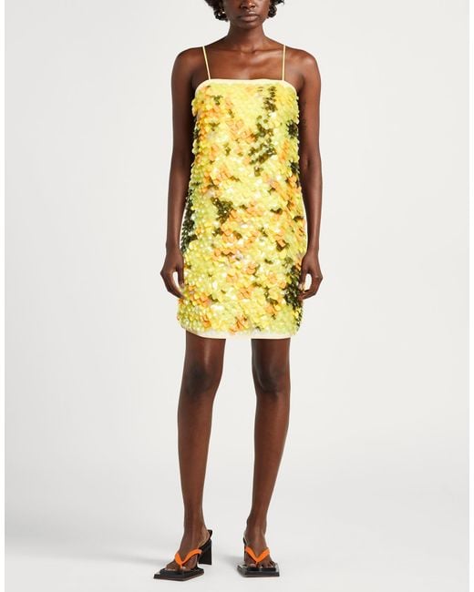 Pinko Yellow Mini Dress Polyester, Elastane, Pvc