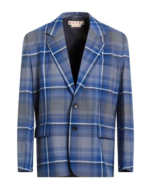 Marni Blue Blazer Polyester, Virgin Wool, Elastane for men