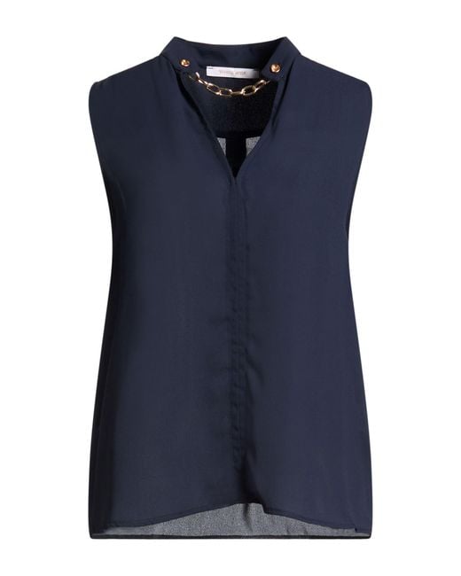 White Wise Blue Midnight Top Polyester