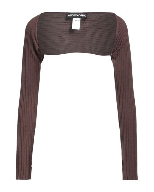 ANDREADAMO Brown Shrug Viscose, Polyester, Polyamide, Elastane