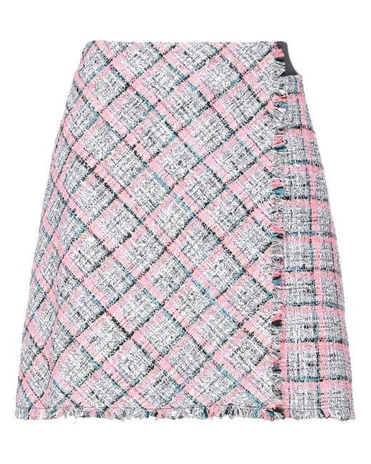 Karl Lagerfeld Gray Fuchsia Mini Skirt Cotton, Acrylic, Polyamide, Polyester, Viscose