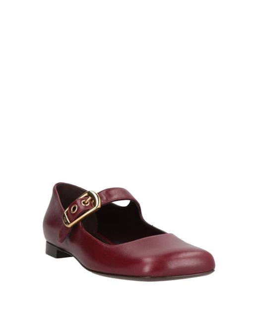 Chloé Red Ballet Flats Leather