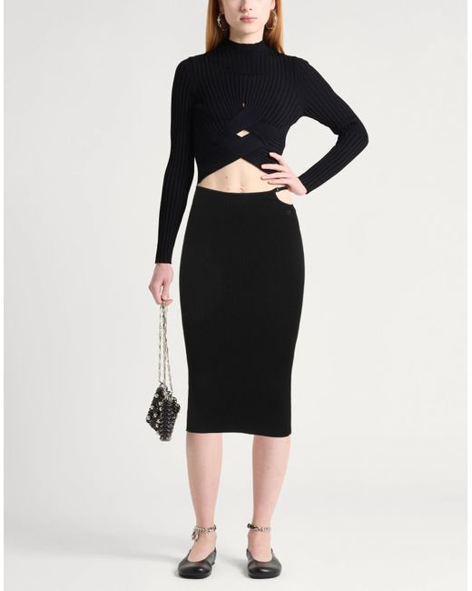 Courreges Black Midi Skirt Viscose, Polyester