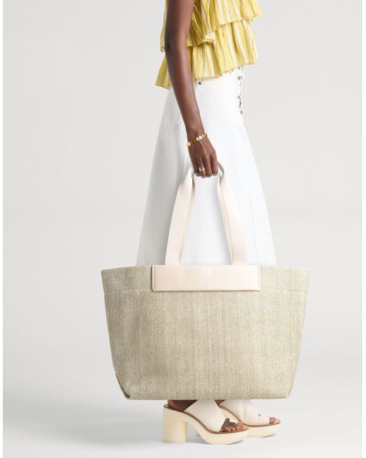 Calvin Klein Khaki Shoulder Bag Natural Raffia, Leather