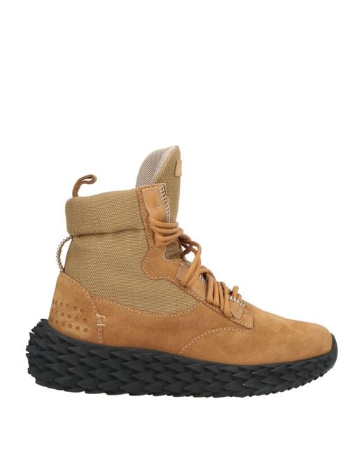 Giuseppe Zanotti Brown Ankle Boots Textile Fibers, Leather