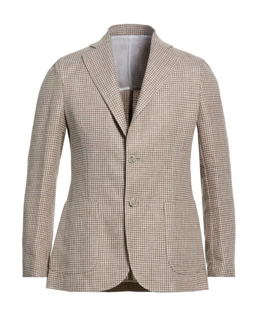 Barba Napoli Gray Sand Blazer Linen, Virgin Wool for men