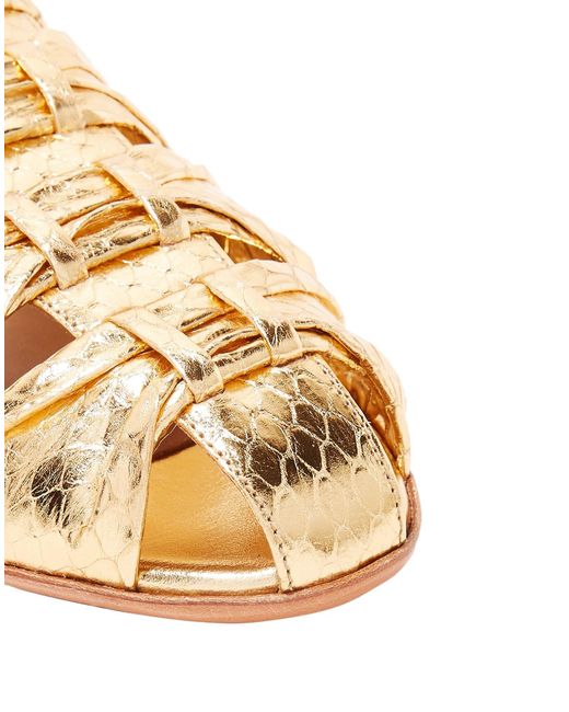 The Row Leather Mules in Gold (Metallic) - Lyst