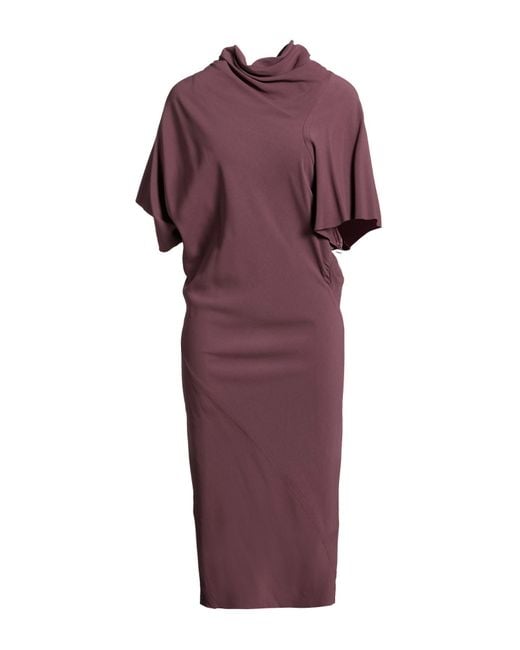Rick Owens Purple Garnet Midi Dress Viscose, Acetate
