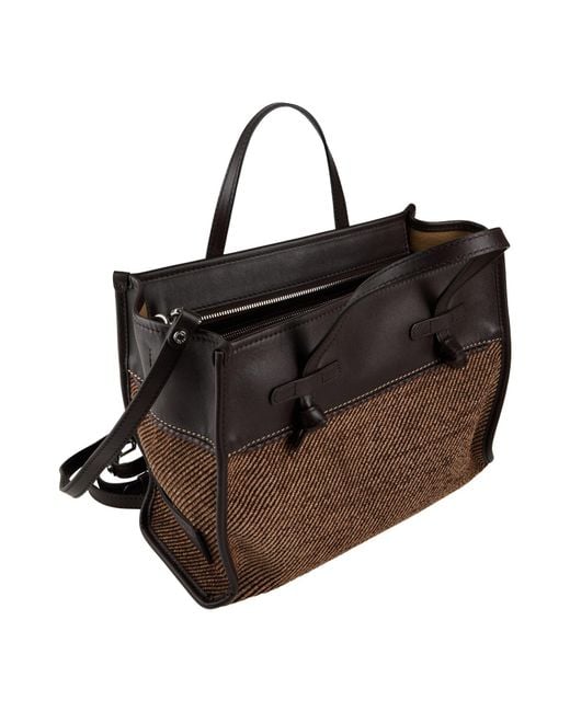 Gianni Chiarini Brown Chocolate Handbag Leather, Textile Fibers