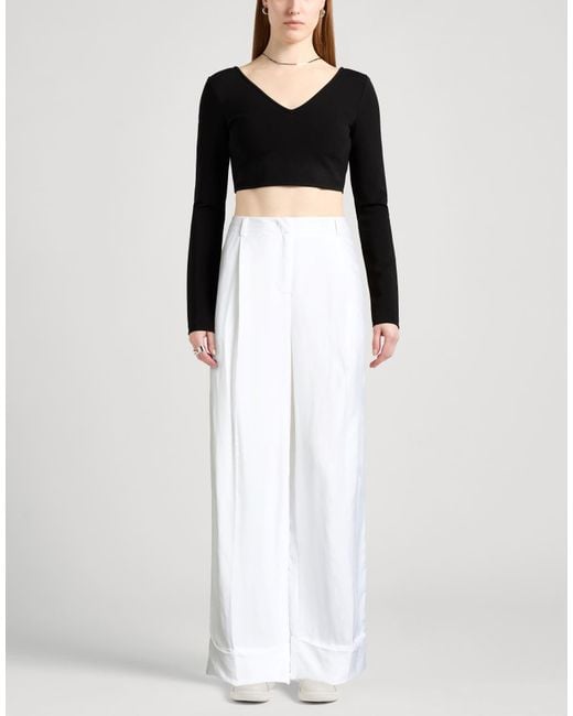 Blugirl Blumarine White Pants Viscose, Linen