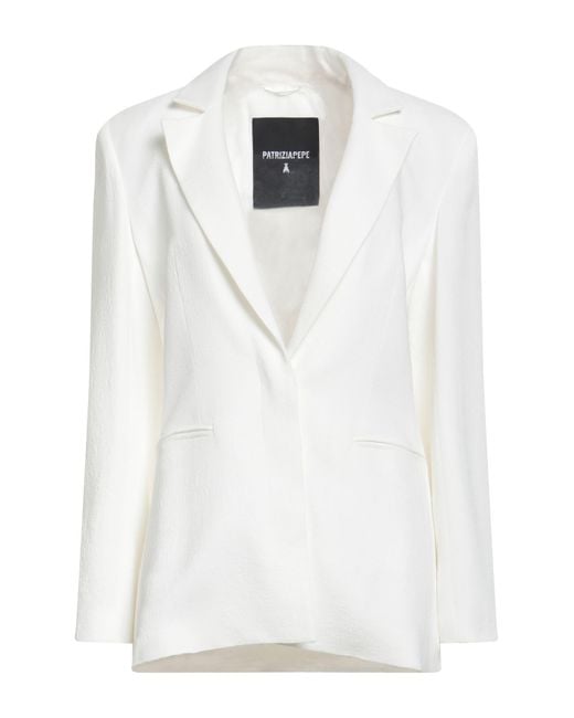 Patrizia Pepe White Blazer Viscose, Elastane