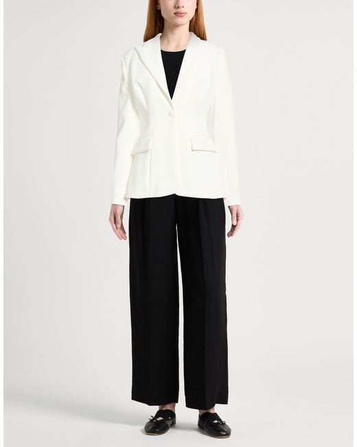 Elisabetta Franchi White Blazer Polyester, Elastane
