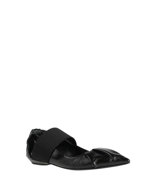 Bruno Frisoni Black Ballet Flats Leather, Elastic Fibres