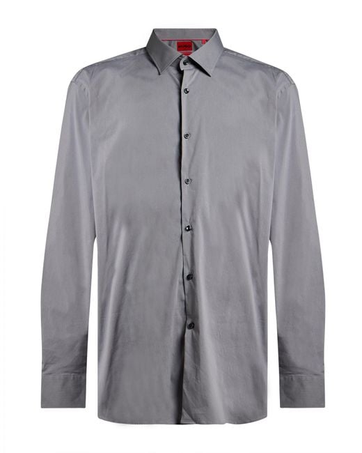 HUGO Gray Shirt Cotton, Polyamide, Elastane for men