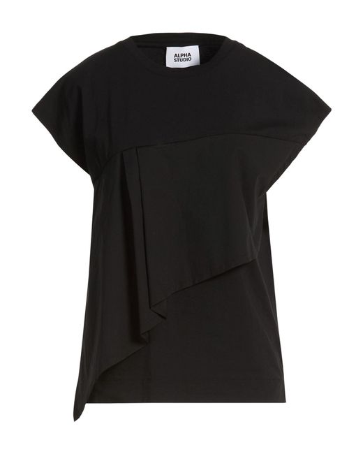 Alpha Studio Black T-Shirt Cotton, Elastane