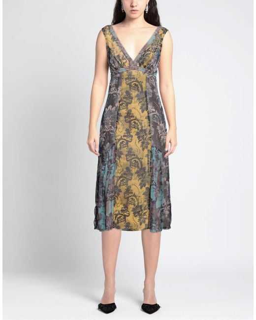 Versace Jeans Couture Yellow Marigold Midi Dress Polyester