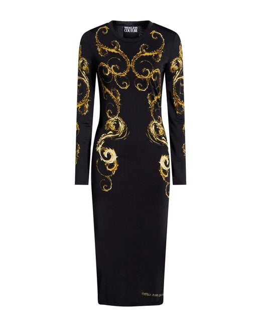 Versace Jeans Couture Black Midi Dress Viscose, Elastane