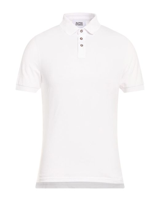 Alpha Studio White Polo Shirts for men