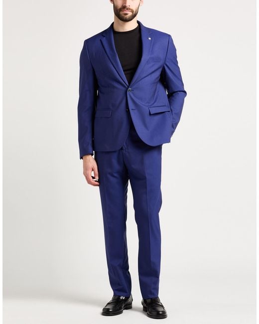Manuel Ritz Blue Suit Wool, Elastane for men