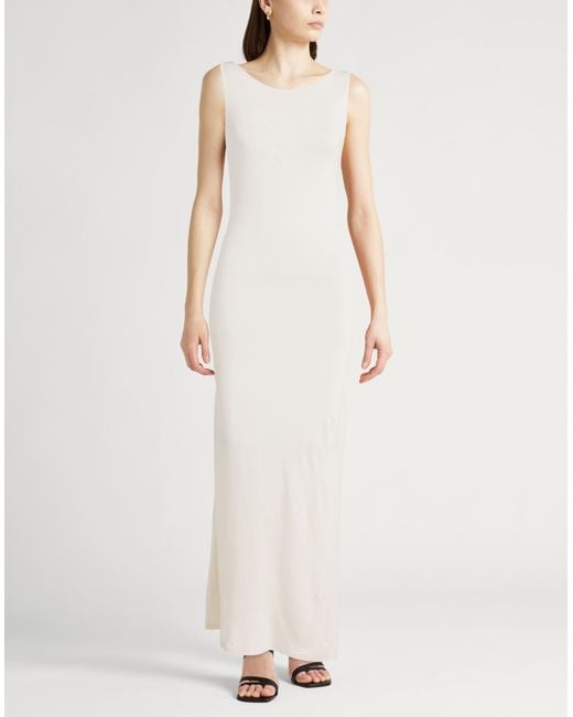 Majestic Filatures White Maxi Dress Viscose, Elastane