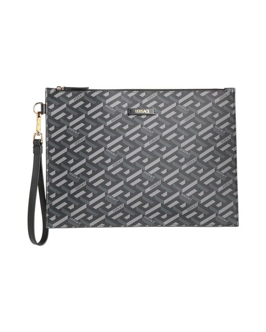 Versace Gray Handbag Textile Fibers