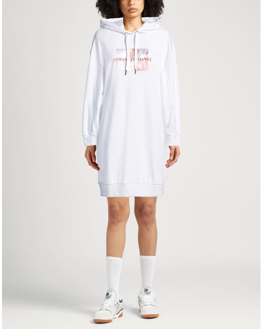 ARMANI EXCHANGE White Mini Dress Cotton, Polyester, Elastomultiester, Elastane