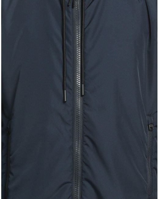 Woolrich Blue Hooded Viscose-Blend Windbreaker Jacket for men