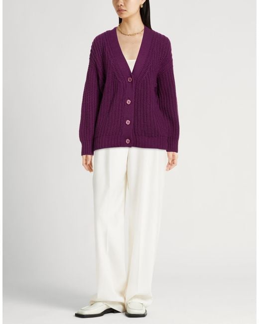 Paolo Pecora Purple Cardigan Wool, Viscose, Polyamide, Cashmere