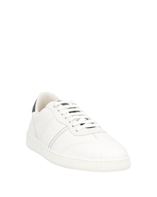 Ferragamo White Hammered Leather Sneakers for men