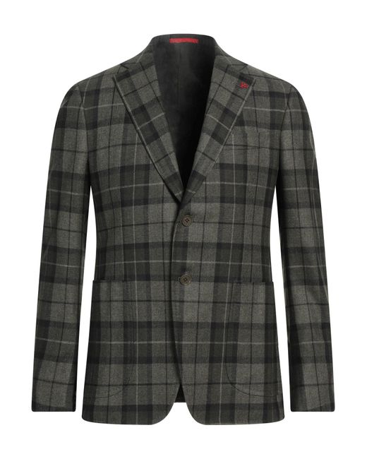 Isaia Black Military Blazer Wool, Cotton, Cashmere for men