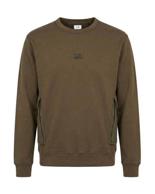 C P Company Green Military Sweatshirt Cotton for men
