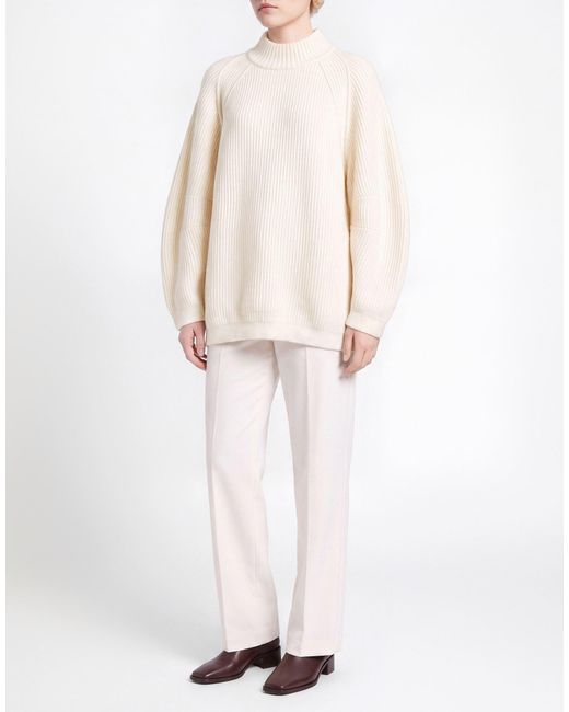 Free People White Cream Turtleneck Cotton, Polyamide, Elastane