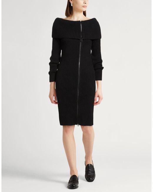 Tod's Black Midi Dress Merino Wool, Cashmere