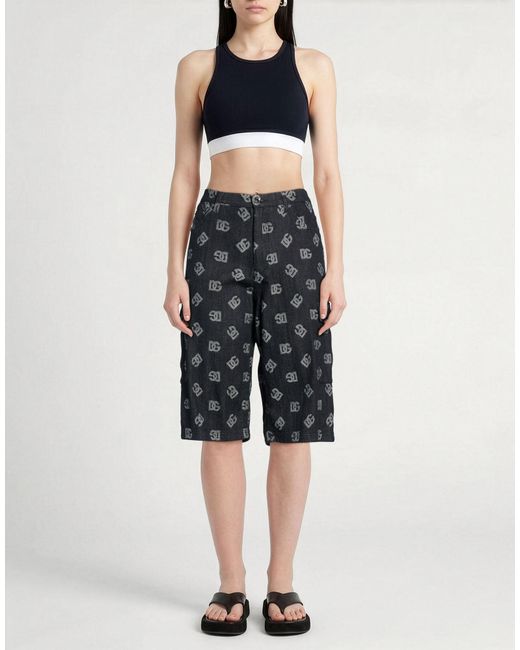 Dolce & Gabbana Blue Charcoal Denim Shorts Cotton, Elastane
