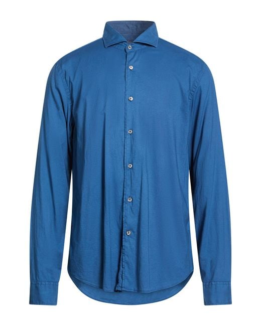 Fedeli Blue Shirt Cotton, Elastane for men
