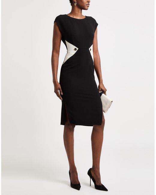 SIMONA CORSELLINI Black Midi Dress Polyester, Elastane