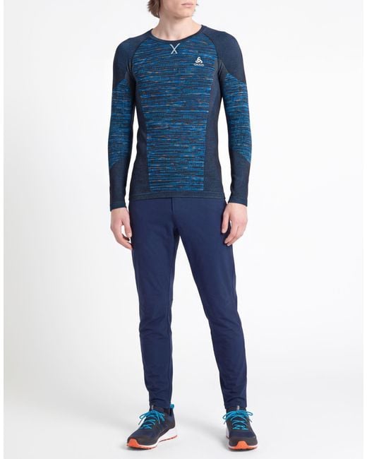 Odlo Blue T-Shirt Recycled Polyester, Recycled Polyamide, Polyamide, Recycled Elastane, Elastane for men