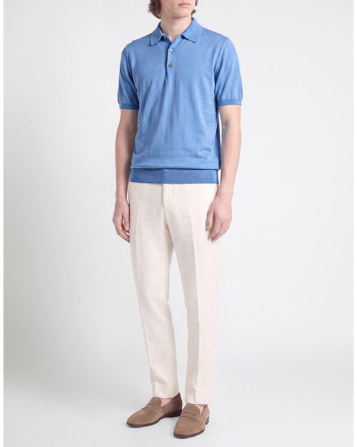 Kiton Blue Polo Shirt Cotton for men