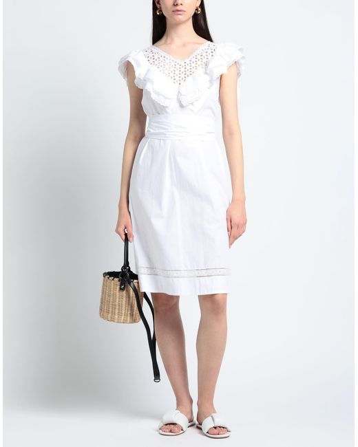 Loretta Caponi White Midi Dress