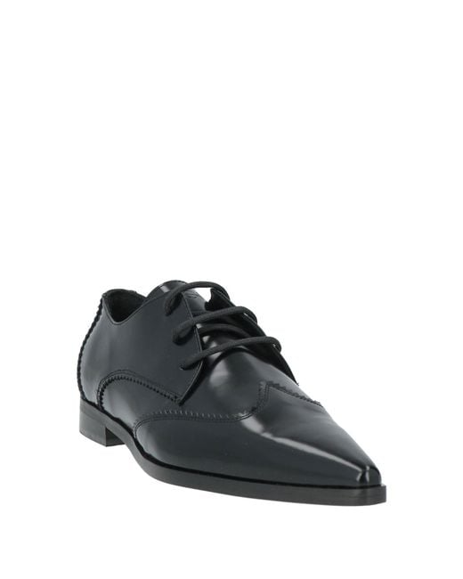 High Black Lace-Up Shoes Leather