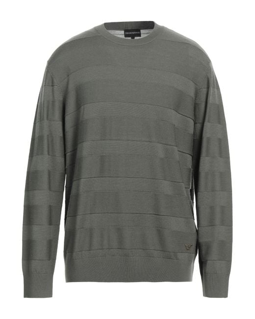 Emporio Armani Gray Military Sweater Virgin Wool, Polyamide, Elastane for men