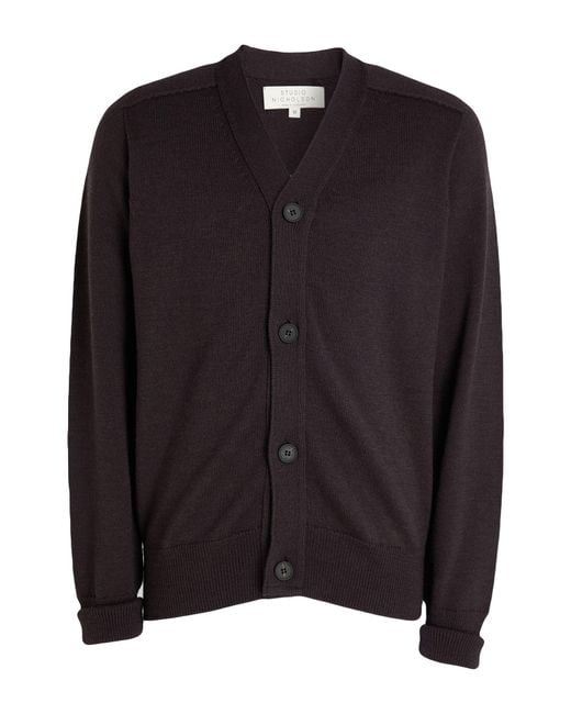 Studio Nicholson Black Cardigan Merino Wool for men