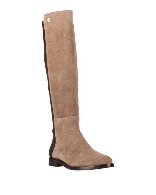 Tory Burch Brown Boot Leather, Textile Fibers