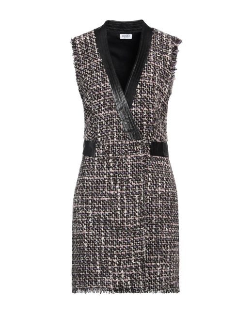 Liu Jo Black Dark Mini Dress Acrylic, Polyester, Cotton, Virgin Wool, Polyamide