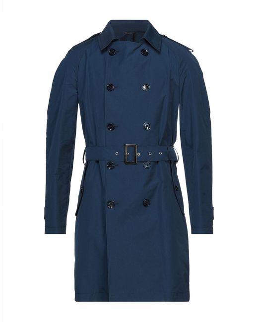 Daniele Alessandrini Blue Midnight Overcoat & Trench Coat Polyester, Cotton for men