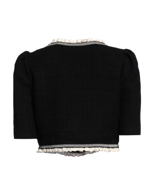 Sandro Black Jacket Cotton, Viscose, Acrylic, Polyamide, Polyester