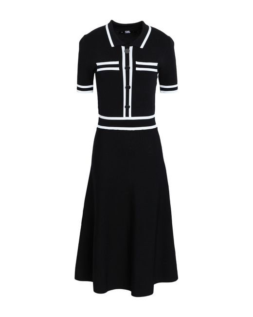 Karl Lagerfeld Black Contrasting-trim Knit Dress